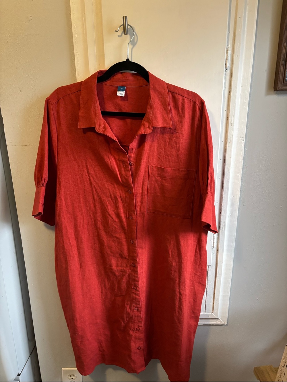 Old Navy Red Short-Sleeve Shirt Dress
